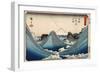 Rough Seas at Shichiri Beach, Sagami Province from Series Thirty Six Views of Mount Fuji, c.1851-2-Ando or Utagawa Hiroshige-Framed Giclee Print