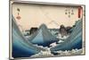 Rough Seas at Shichiri Beach, Sagami Province from Series Thirty Six Views of Mount Fuji, c.1851-2-Ando or Utagawa Hiroshige-Mounted Giclee Print