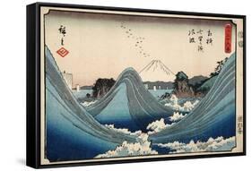 Rough Seas at Shichiri Beach, Sagami Province from Series Thirty Six Views of Mount Fuji, c.1851-2-Ando or Utagawa Hiroshige-Framed Stretched Canvas