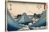 Rough Seas at Shichiri Beach, Sagami Province from Series Thirty Six Views of Mount Fuji, c.1851-2-Ando or Utagawa Hiroshige-Stretched Canvas