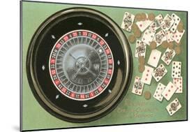 Roulette Table, Cards and Chips, Monaco-null-Mounted Art Print