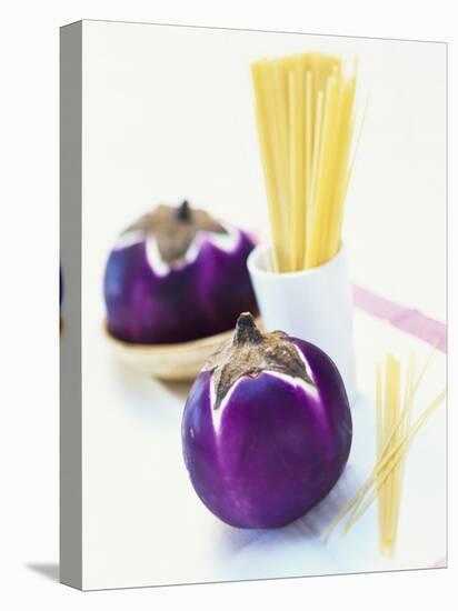 Round Aubergines and Spaghetti-Peter Medilek-Stretched Canvas
