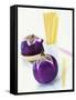 Round Aubergines and Spaghetti-Peter Medilek-Framed Stretched Canvas