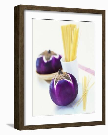 Round Aubergines and Spaghetti-Peter Medilek-Framed Photographic Print