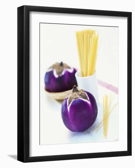 Round Aubergines and Spaghetti-Peter Medilek-Framed Photographic Print