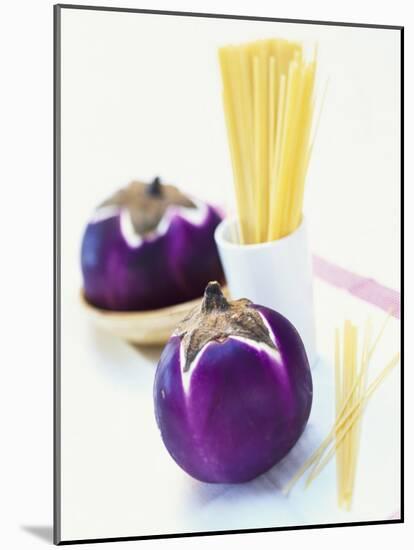 Round Aubergines and Spaghetti-Peter Medilek-Mounted Photographic Print