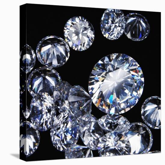 Round Cut Diamonds-null-Stretched Canvas