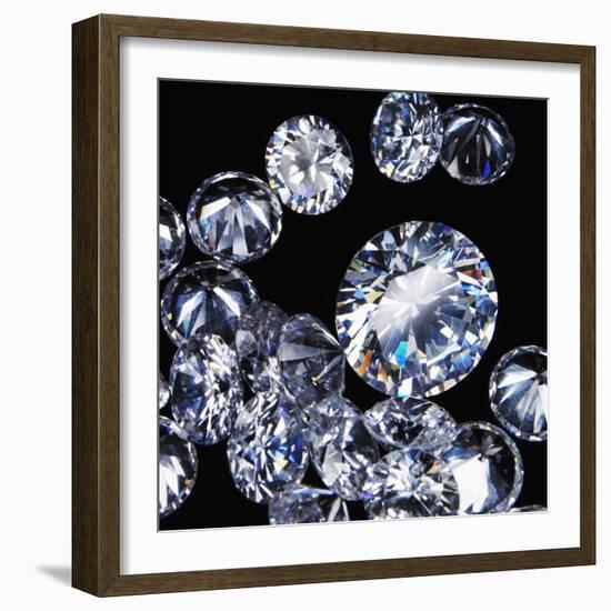 Round Cut Diamonds-null-Framed Photographic Print