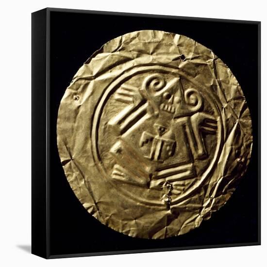 Round Gold Breastplate Showing Zoomorphic Style Motifs in the Center, Originating from Pimampiro-null-Framed Stretched Canvas