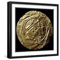 Round Gold Breastplate Showing Zoomorphic Style Motifs in the Center, Originating from Pimampiro-null-Framed Giclee Print