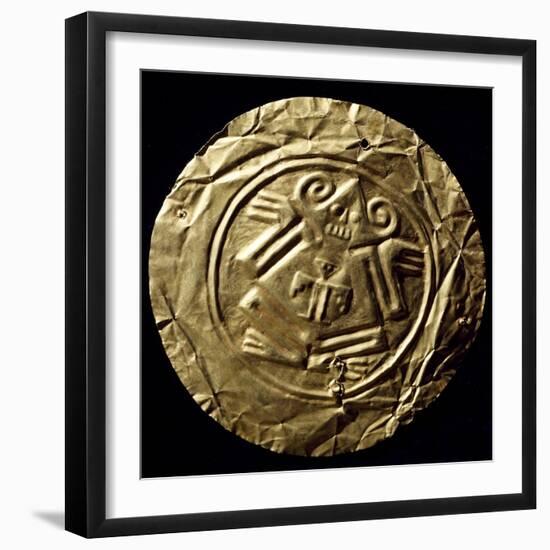 Round Gold Breastplate Showing Zoomorphic Style Motifs in the Center, Originating from Pimampiro-null-Framed Giclee Print