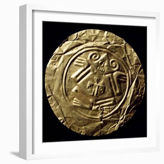 Round Gold Breastplate Showing Zoomorphic Style Motifs in the Center, Originating from Pimampiro-null-Framed Giclee Print