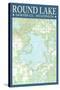 Round Lake Chart - Sawyer County, Wisconsin-Lantern Press-Stretched Canvas