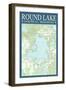 Round Lake Chart - Sawyer County, Wisconsin-Lantern Press-Framed Art Print