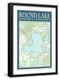 Round Lake Chart - Sawyer County, Wisconsin-Lantern Press-Framed Art Print