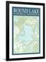 Round Lake Chart - Sawyer County, Wisconsin-Lantern Press-Framed Art Print