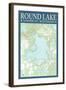 Round Lake Chart - Sawyer County, Wisconsin-Lantern Press-Framed Art Print