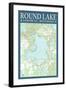 Round Lake Chart - Sawyer County, Wisconsin-Lantern Press-Framed Art Print