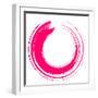 Round Pink Brush Stroke on White Paper-oriontrail2-Framed Premium Giclee Print