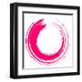 Round Pink Brush Stroke on White Paper-oriontrail2-Framed Art Print