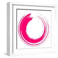 Round Pink Brush Stroke on White Paper-oriontrail2-Framed Art Print
