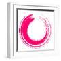 Round Pink Brush Stroke on White Paper-oriontrail2-Framed Art Print