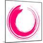 Round Pink Brush Stroke on White Paper-oriontrail2-Mounted Art Print