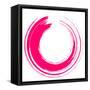 Round Pink Brush Stroke on White Paper-oriontrail2-Framed Stretched Canvas
