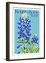 Round Rock, Texas - Bluebonnet - Letterpress-Lantern Press-Framed Art Print