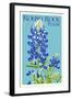 Round Rock, Texas - Bluebonnet - Letterpress-Lantern Press-Framed Art Print