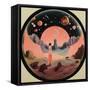 Round Space Collage Art-Samantha Hearn-Framed Stretched Canvas