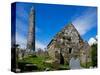 Round Tower and Cathedral in St Declan's 5th Century Monastic Site, Ardmore, Ireland-null-Stretched Canvas