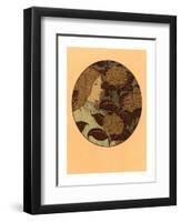 Roundel Portrait of a Girl, French, 1841 1917, Lithograph in Green, Black, and Gold-Eugene Grasset-Framed Giclee Print