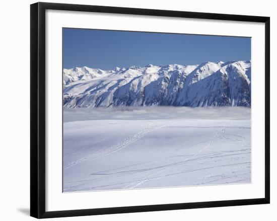 Roundhill Ski Area with Lake Tekapo and Hall Range, Mackenzie Country, South Island, New Zealand-David Wall-Framed Photographic Print