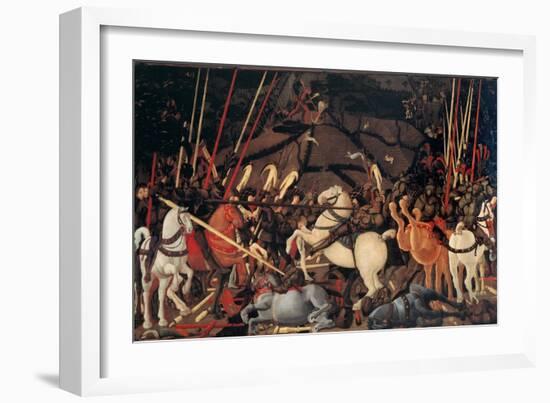 Rout of St. Roman (Battle of St Roman),by Paolo Uccello, c. 1436-1439 . Uffizi Gallery, Florence-Paolo Uccello-Framed Art Print