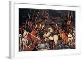 Rout of St. Roman (Battle of St Roman),by Paolo Uccello, c. 1436-1439 . Uffizi Gallery, Florence-Paolo Uccello-Framed Art Print