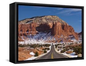 Route 24 in Winter, Capitol Reef National Park, Torrey, Utah, USA-Walter Bibikow-Framed Stretched Canvas