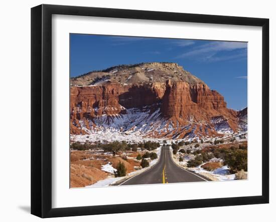 Route 24 in Winter, Capitol Reef National Park, Torrey, Utah, USA-Walter Bibikow-Framed Premium Photographic Print