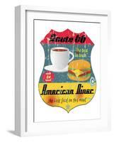 Route 66 American Diner Sign-null-Framed Art Print