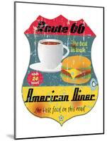 Route 66 American Diner Sign-null-Mounted Art Print