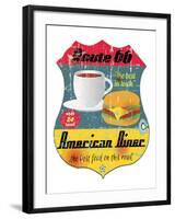 Route 66 American Diner Sign-null-Framed Art Print