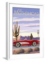 Route 66 - Corvette-Lantern Press-Framed Art Print