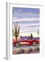 Route 66 - Corvette-Lantern Press-Framed Art Print