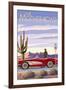 Route 66 - Corvette-Lantern Press-Framed Art Print