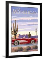 Route 66 - Corvette-Lantern Press-Framed Art Print