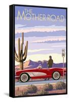 Route 66 - Corvette-Lantern Press-Framed Stretched Canvas