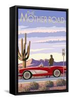 Route 66 - Corvette-Lantern Press-Framed Stretched Canvas