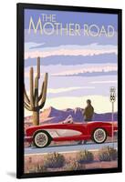 Route 66 - Corvette-Lantern Press-Framed Art Print