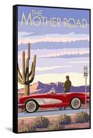 Route 66 - Corvette-Lantern Press-Framed Stretched Canvas