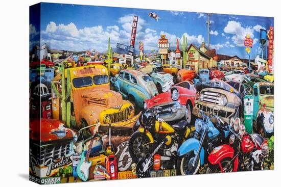 Route 66 Crossroads-John Roy-Stretched Canvas